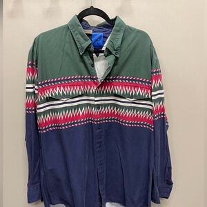 VTG Roper Men's Green and Navy Casual Shirt